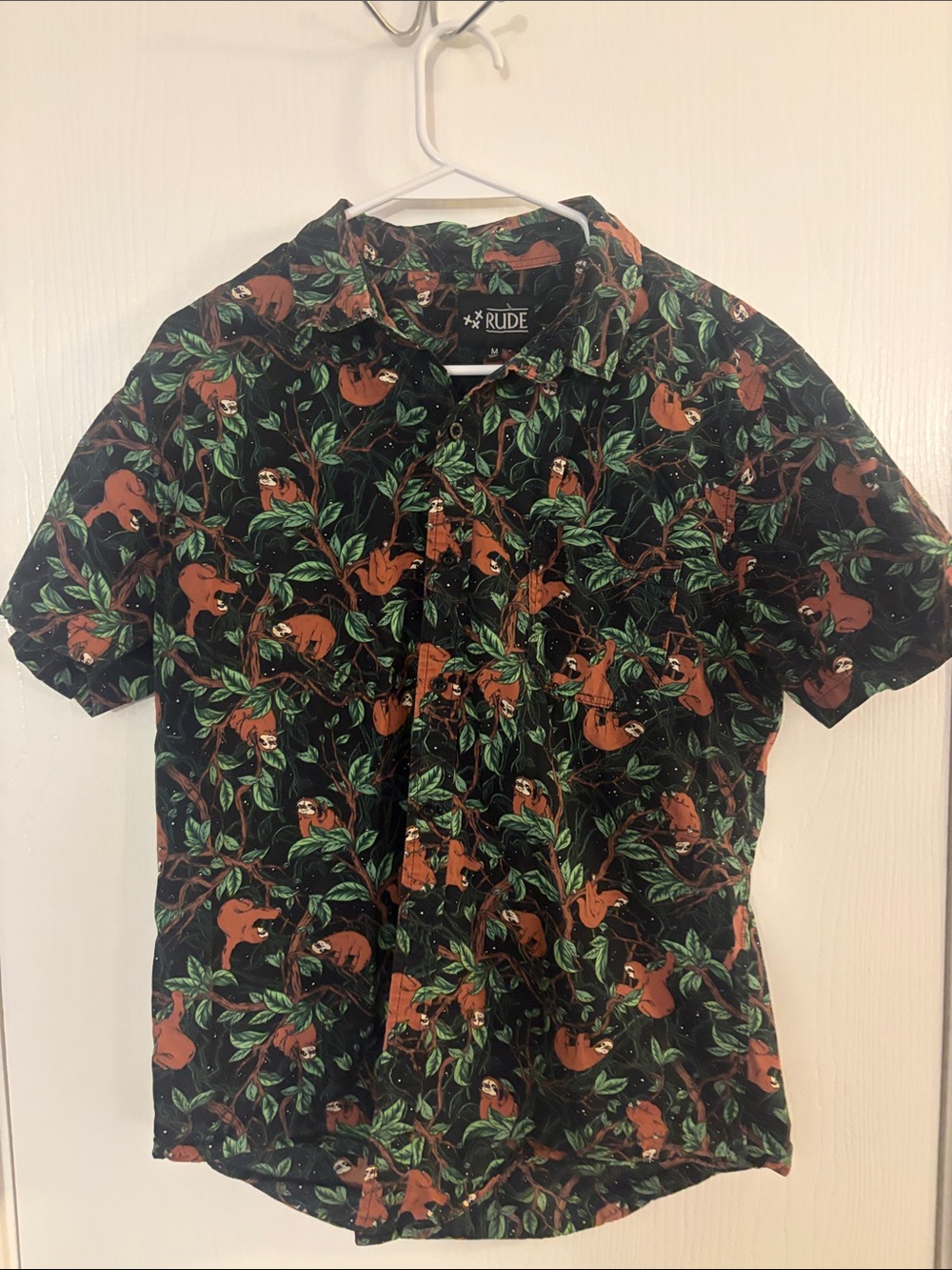 XXX RUDE  sloth print button-up